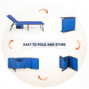 Alpha Camp 5 Position Adjustable Patio Folding Padded Chaise Lounge Chair Support Up to 400 lbs Outdoor Camping Cot with Pillow