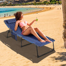 Alpha Camp 5 Position Adjustable Patio Folding Padded Chaise Lounge Chair Support Up to 400 lbs Outdoor Camping Cot with Pillow