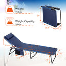 Alpha Camp Folding Chaise Lounge Chair W/Pillow Garden Sun Lounger with 5 Position Adjustable Backrest for Patio, Camping, and Poolside