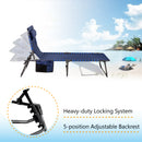 Alpha Camp Folding Chaise Lounge Chair W/Pillow Garden Sun Lounger with 5 Position Adjustable Backrest for Patio, Camping, and Poolside