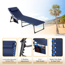 Alpha Camp Folding Chaise Lounge Chair W/Pillow Garden Sun Lounger with 5 Position Adjustable Backrest for Patio, Camping, and Poolside