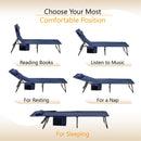 Alpha Camp Folding Chaise Lounge Chair W/Pillow Garden Sun Lounger with 5 Position Adjustable Backrest for Patio, Camping, and Poolside