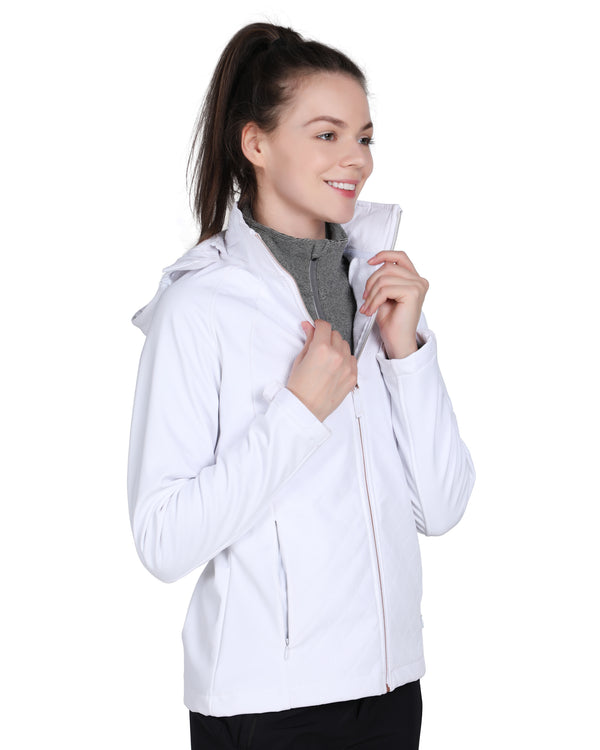 Alpha Camp Women’s Softshell Jacket Outdoor Running Coat with Removable Hood