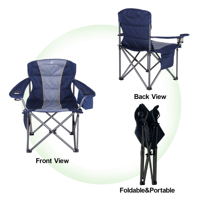 ALPHA CAMP Oversized Heavy Duty Camping Picnic Chairs Padded Arm Chair