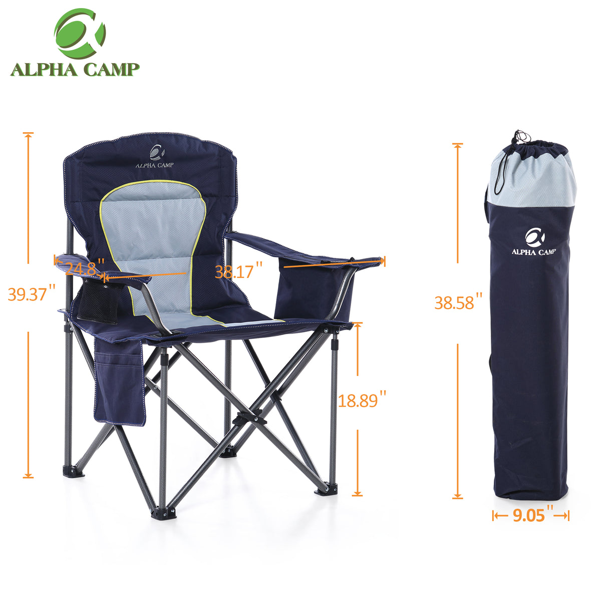 alpha camp campingstuhl faltbar ALPHA CAMP Folding Camping Chair Portable Padded Oversized Chairs