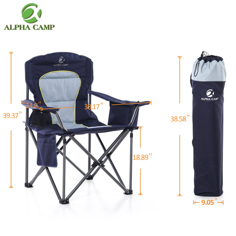 ALPHA CAMP Folding Camping Chair Portable Padded Oversized Chairs